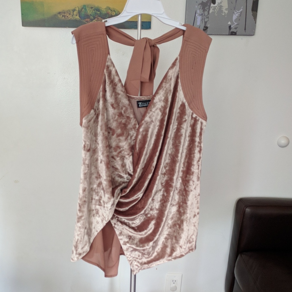 NY&C velvet drape tank top ROSE/PINK